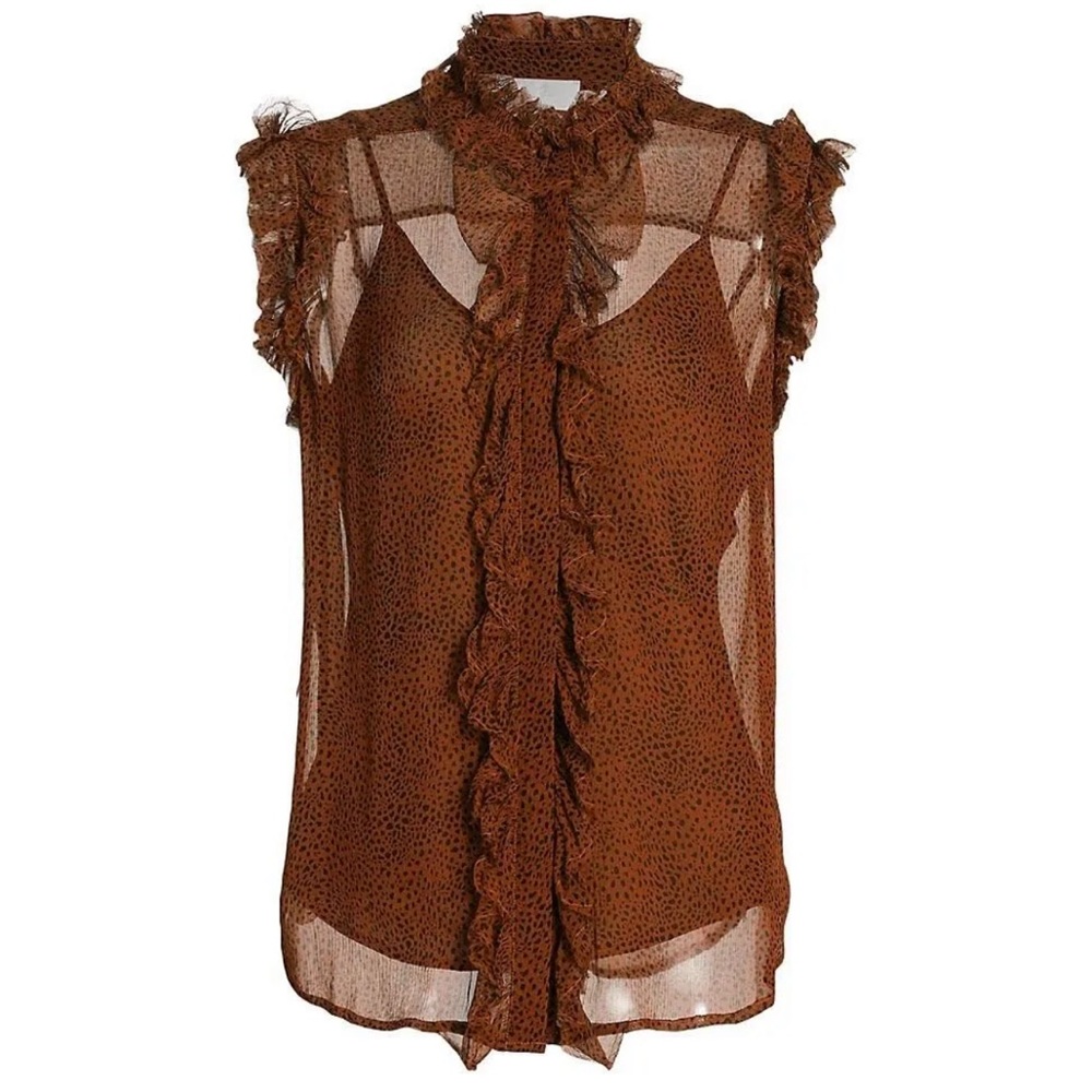 7 for all Mankind-SLEEVELESS RUFFLE TOP - Picture 3 of 8